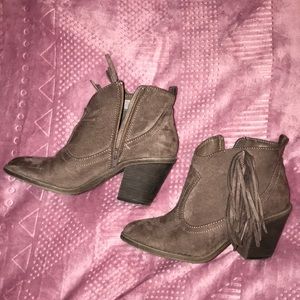 fringe suede booties